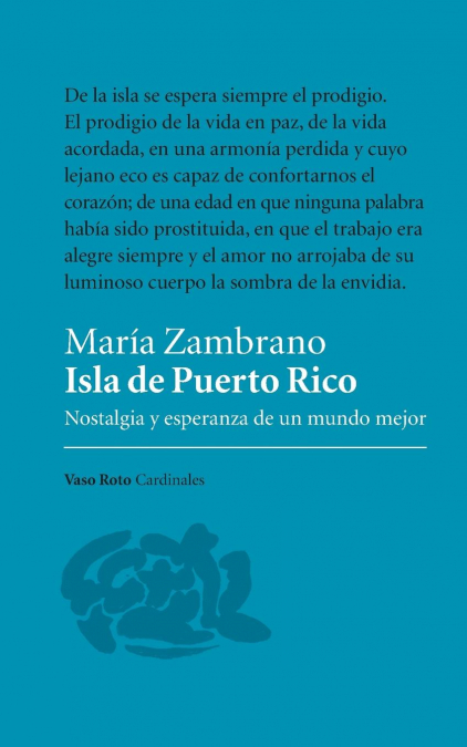 Isla de Puerto Rico <span> María Zambrano </span> 1 Libro Isla de Puerto Rico María Zambrano - KusiBooks