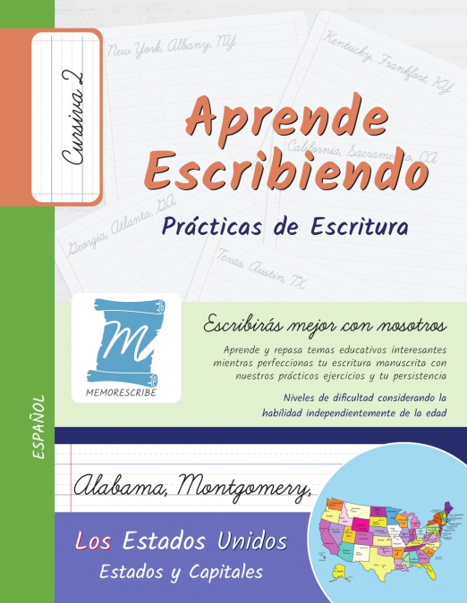 Practicas De Escritura - Estados Y Capitales De Los Estados Unidos - Letra Cursiva, Nivel 2 1 Libro Practicas De Escritura - Estados Y Capitales De Los Estados Unidos - Letra Cursiva, Nivel 2 - KusiBooks