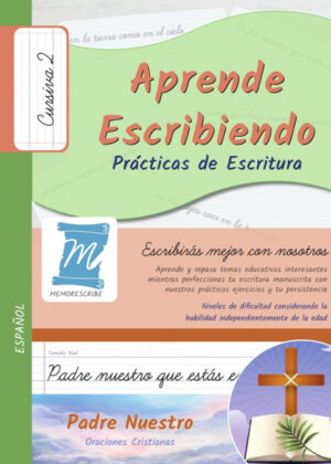 Libro Practicas De Escritura - Oracion Padre Nuestro - Letra Cursiva, Nivel 2 - KusiBooks